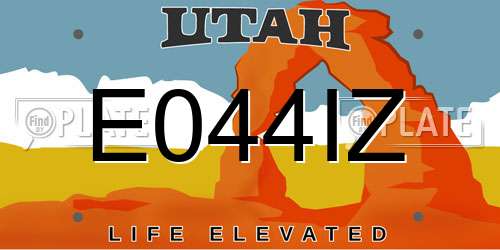E044IZ Utah License Plate