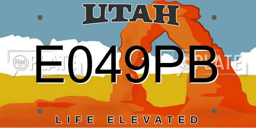 E049PB Utah License Plate