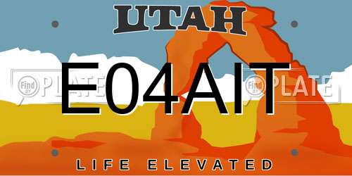 E04AIT Utah License Plate