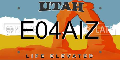 E04AIZ Utah License Plate