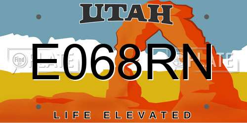 E068RN Utah License Plate