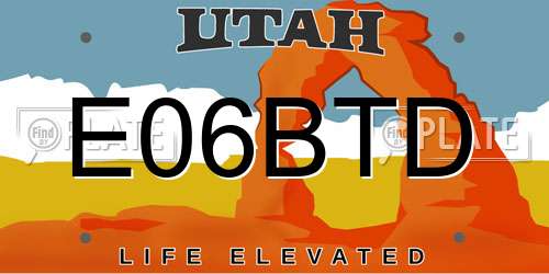 E06BTD Utah License Plate