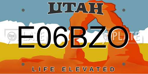E06BZO Utah License Plate