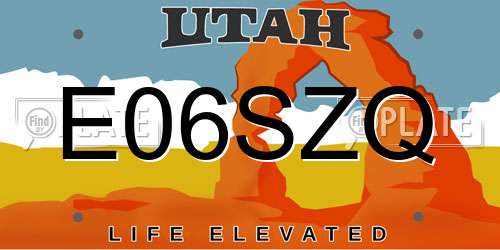E06SZQ Utah License Plate