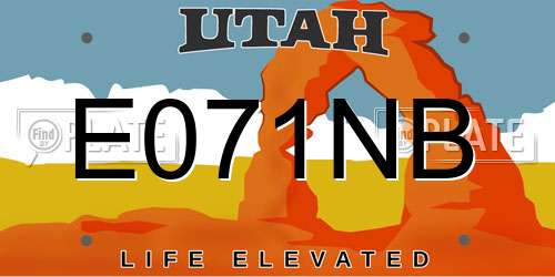 E071NB Utah License Plate