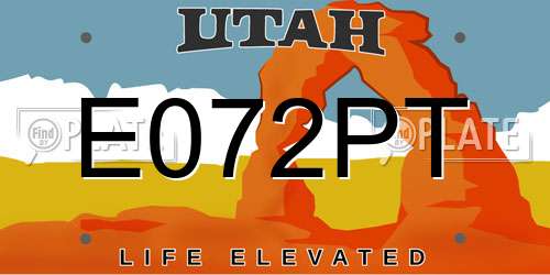 E072PT Utah License Plate