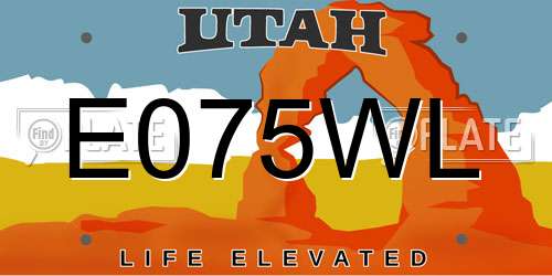 E075WL Utah License Plate