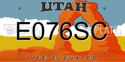 E076SC Utah License Plate