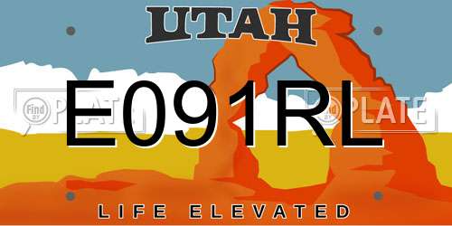 E091RL Utah License Plate