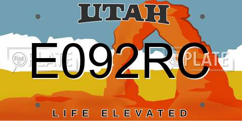 E092RC Utah License Plate
