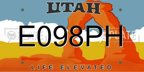 E098PH Utah License Plate
