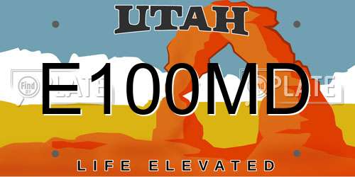 E100MD Utah License Plate