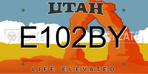 E102BY Utah License Plate