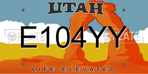 E104YY Utah License Plate