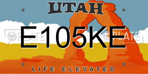 E105KE Utah License Plate