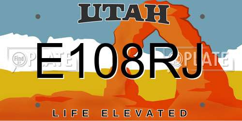 E108RJ Utah License Plate