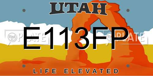 E113FP Utah License Plate