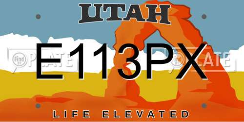 E113PX Utah License Plate