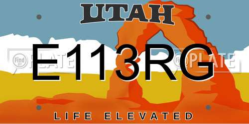 E113RG Utah License Plate