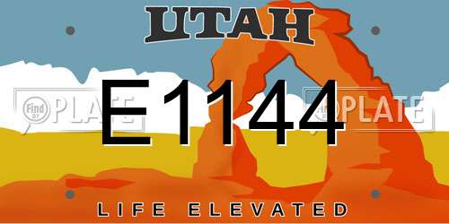 E1144 Utah License Plate