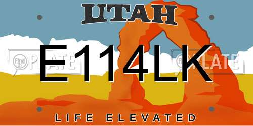 E114LK Utah License Plate
