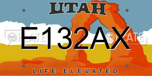 E132AX Utah License Plate