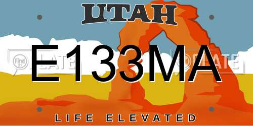 E133MA Utah License Plate
