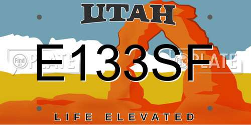 E133SF Utah License Plate