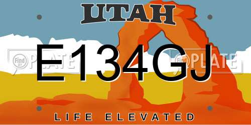 E134GJ Utah License Plate