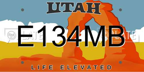 E134MB Utah License Plate