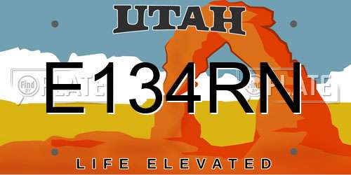 E134RN Utah License Plate