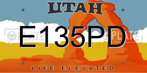 E135PD Utah License Plate