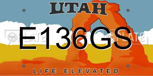 E136GS Utah License Plate
