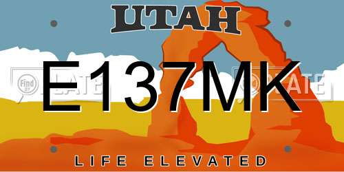 E137MK Utah License Plate