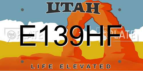 E139HF Utah License Plate