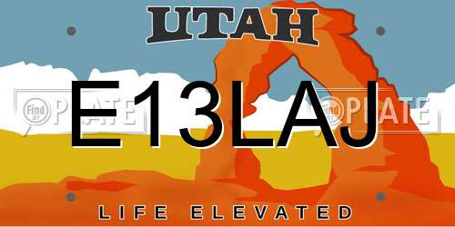 E13LAJ Utah License Plate