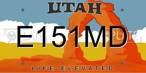 E151MD Utah License Plate