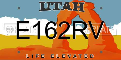 E162RV Utah License Plate