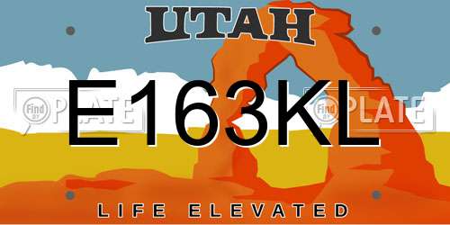 E163KL Utah License Plate