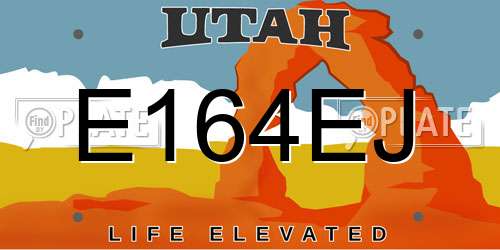 E164EJ Utah License Plate