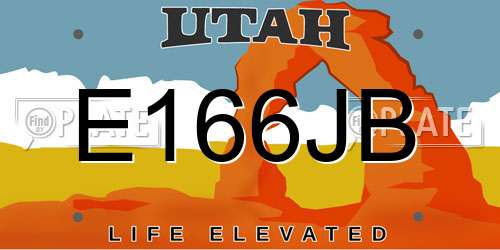 E166JB Utah License Plate