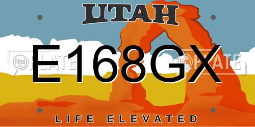 E168GX Utah License Plate