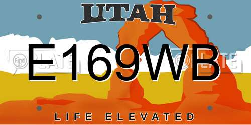 E169WB Utah License Plate