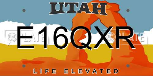 E16QXR Utah License Plate