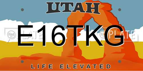 E16TKG Utah License Plate