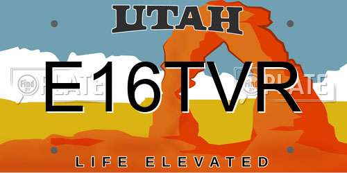 E16TVR Utah License Plate
