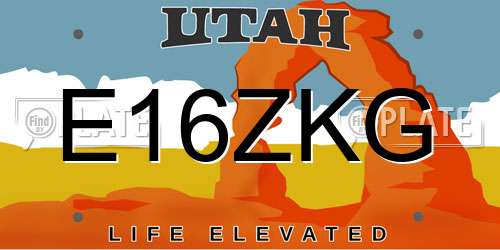 E16ZKG Utah License Plate