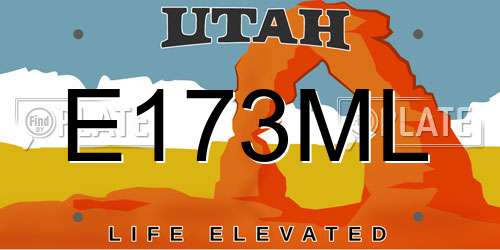 E173ML Utah License Plate