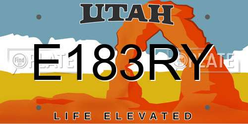 E183RY Utah License Plate