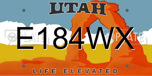 E184WX Utah License Plate